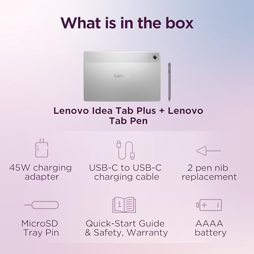 Lenovo Idea Tab Plus with Pen | Wifi |12.1" 2.5K Display, 800nits Peak Brightness |12GB RAM + 256GB ROM (Expandable upto 2TB)| MediaTek Dimensity 6400| 10200mAh|4 Speakers with Dolby Atmos| Cloud Grey