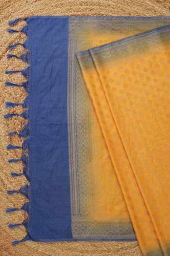 Soch Womens Mustard Silk Blend Woven Design Dupatta