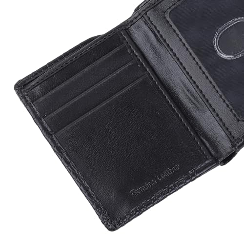 Louis Philippe Wallet for Men Tri-Fold Slim & Sleek Pattern Genuine Leather (Black) | Without Brand Box