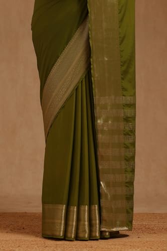 Soch Womens Green Georgette Zari Woven Saree