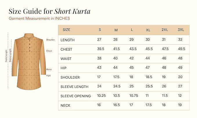 Manyavar Mens Short Kurta Only Cream (XL)