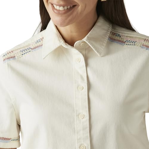 Levi's Women's Embroidered Off-White Spread Collar Shirt