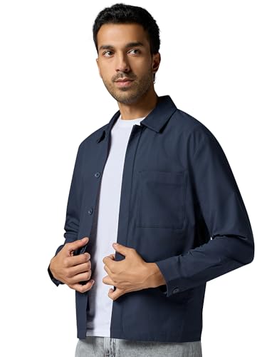 XYXX Men Cotton Rich Shackets, Regular Fit, Solid, Pack of 1, MB19SHKT05XL, Midnight Blue, XL