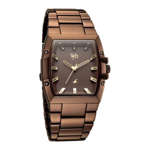 Fastrack Vyb Challenger Quartz Analog 3 Hands Brown Dial Brown Alloy Strap Watch for Guys - FV30023QM04W