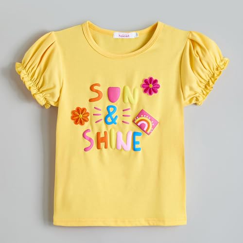 Hopscotch Girls Puff Sleeves Fuchsia 2-Pc Blossom Blouse & Shorts with Handbag (3-4 Years)