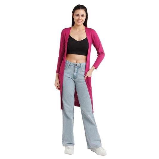 Zink London Women's Pink Solid Regular Shrug