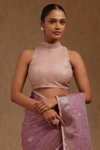 Soch Womens Purple Linen Woven Design Saree