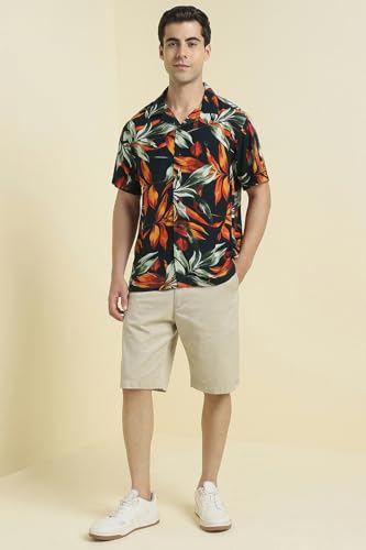 Allen Solly Men Black Print Half Sleeves Casual Shirts