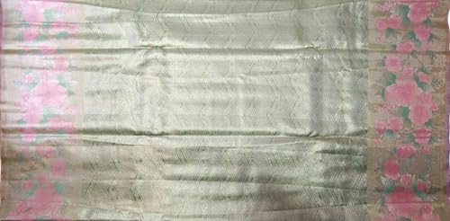 VFCollections Women's Traditional Handloom Kanchipuram Silk Pure Pattu Sarees – Flowers Border | Rich Zari Woven Design | Bridal Saree | Unstitched Blouse 1