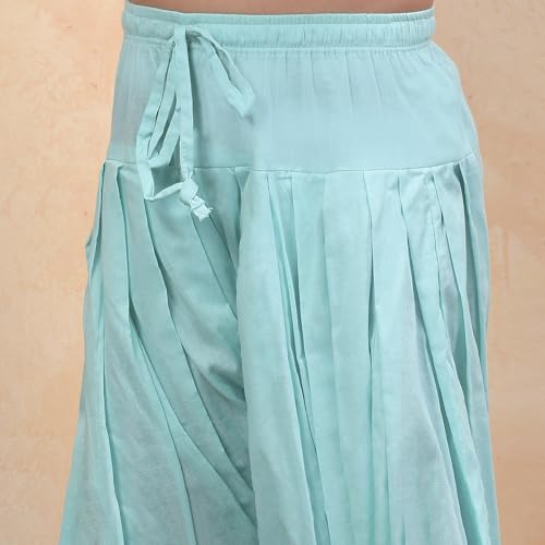 Biba Girls Printed Straight Cotton Kid (Kw2953_Turquoise_13, Suit Set)