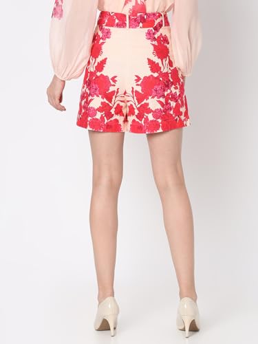 VERO MODA Women Floral Print Pink Cotton Regular Fit High-Rise Shorts