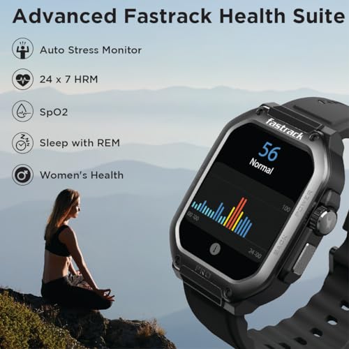 Fastrack Active Pro Rugged Smartwatch with 1.85" AMOLED Display with AOD|SingleSync BT Calling|Functional Crown|100+ Sports Modes|AI Coach|Auto Sport Recognition|AI Voice Assistant|24x7 Health Suite