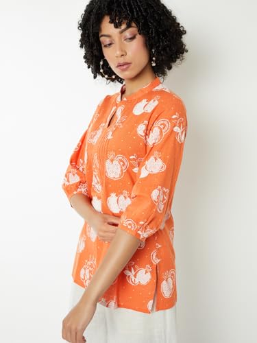 Max Women's Cotton Blend Regular Kurta (PESKFE25ST_Rust