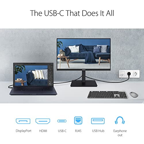 ASUS VA24ECPSN 23.8" 1080P (VA24ECPSN) Home Screen - Full HD, IPS, 75Hz, Adaptive Sync, Speakers, Eye Care, Low Blue Light, Flicker-Free, USB-C, RJ45, HDMI,
