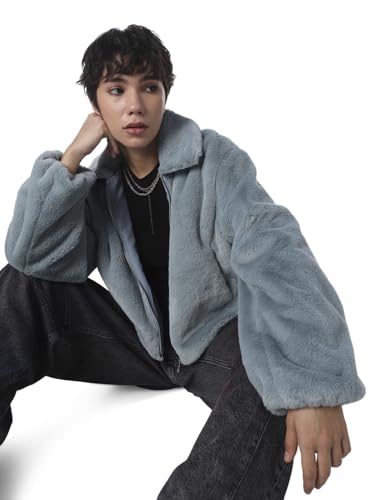 ONLY Women's Solid Loose Fit Blue Jacket