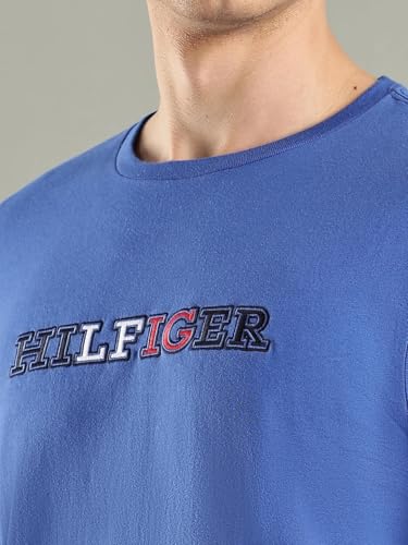 Tommy Hilfiger Embroidered Logo Regular-Fit Cotton T-Shirt Dazzling Blue