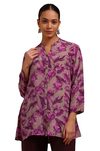 Soch Womens Purple Crepe Floral Print Tunic