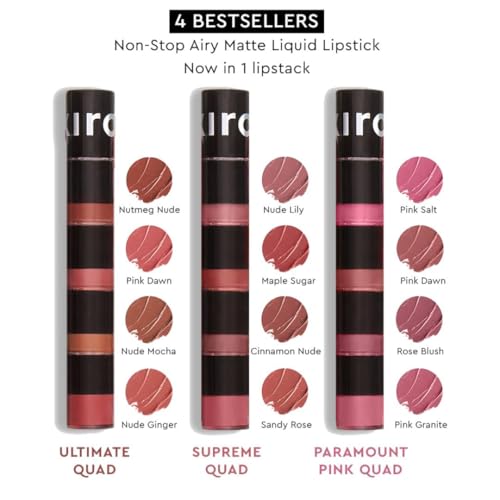 Kiro Four Play Non-Stop Airy Matte Liquid Lip Stack – Paramount Pink, 6ml | 4 Pink Lipstick Shades | Long-lasting, Transfer-proof, Hydrating, Lightweight | Infused with Avocado & Apricot Oils