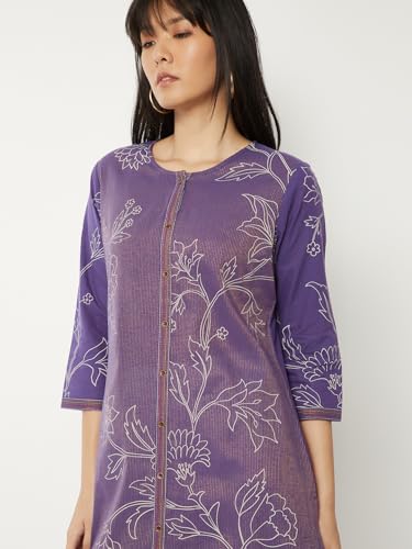 Max Women Printed Straight Kurta(Purple_XXL)