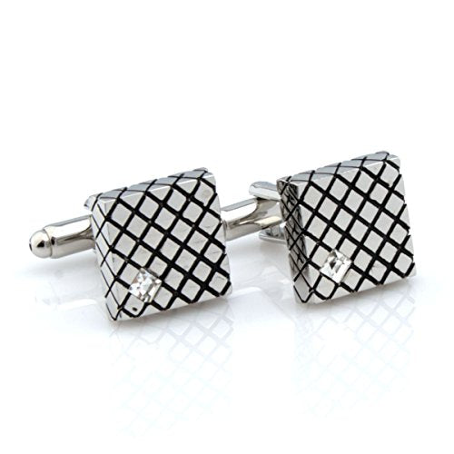 Peluche Crystal Studded Metal Art Cufflinks for Men