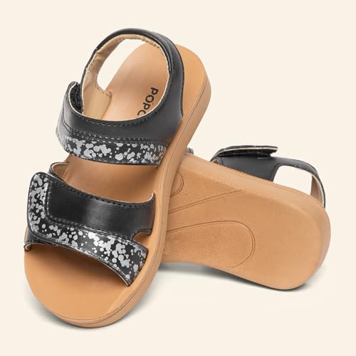 POPCORN Girls Fashion Black Sandals | Lightweight with Cushioned Support, Durable Construction, Ideal for Stylish & Comfortable Wear | 9 UK
