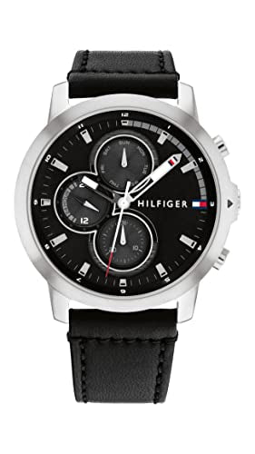 Tommy Hillfiger Jameson LE Quartz Multifunction Black Dial Black Leather Strap Watch for Men