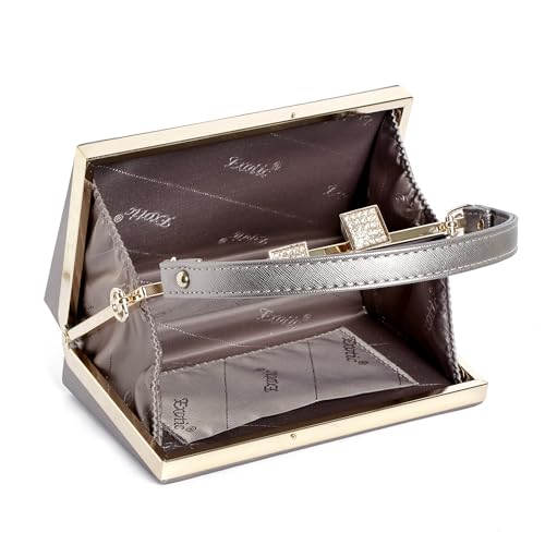 EXOTIC Premium® Bridal Clutch Luxurious Box-Style Gold Frame Desing (PURPLE)