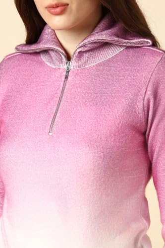 Women Pink Textured Casual Sweater