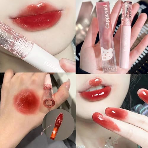 CAPPUVINI Bubble Mirror Water Lip Gloss | Moisturizing Lip Tint & Balm | Glossy Finish with Non-Sticky & Long-Lasting | Light Pink, Red, Brown Nude lipsticks for women | All Soft & Bold Shades | long stay lipstick waterproof (05# Sunset Dragonfly, 3g)