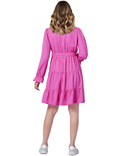 Only Women's Polyester A-Line Mini Dress (15293559-Raspberry Rose_Raspberry 38)