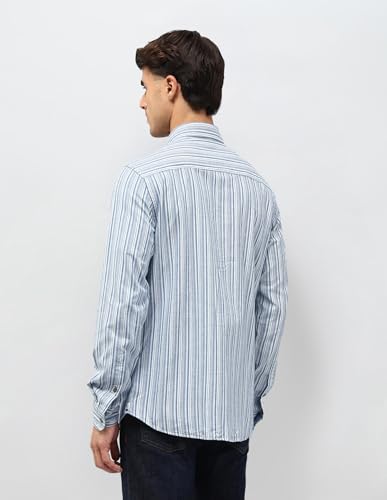 U.S. Polo Assn. Denim Co. Men's Striped Slim Fit Shirt (UDSHT2010_Indigo