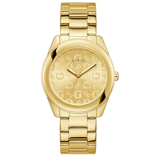 GUESS Women Champagne Round Stainless Steel Dial Analog Watch-U1358L2M