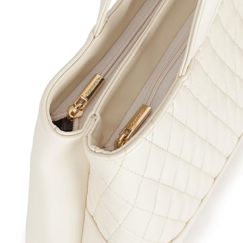 Fastrack GridGlam white Shoulder Bag | Faux-Leather Women’s Handbag | Quilted Shoulder Bag with Dual Zipper Compartments