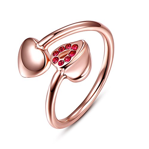 Via Mazzini Rose Gold Plated Twisted Proposal Red Heart Ring for Women and Girls (Ring0338)