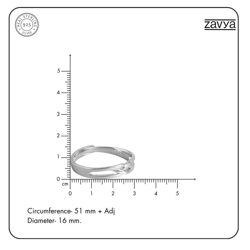 ZAVYA 925 Sterling Silver Designer Abstract Rhodium Plated Adjustable Ring for Men | Gift for Men and Boys | 1 Year Plating Warranty