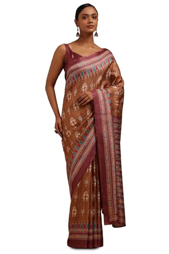 Soch Womens Earth Art Silk Warli Print Saree