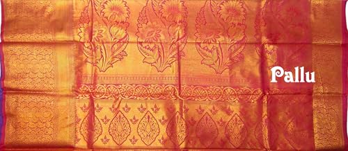 VFCollections Women's Traditional Handloom Kanchipuram Silk Pure Pattu Sarees | Rich Zari Woven Design | Unstitched Blouse (VFC519-4)