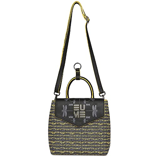 EUME Petal Tail Handbags for Women, Black | Stylish Ladies Purse for Women | Vegan Leather Dragonfly UV Printed | Messenger Bag | Tote Bags for Women | Designer Ladies Purse |