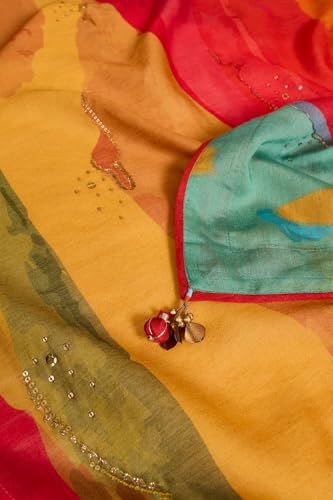 Taneira Women Multicolored Pure Silk Embroidered Saree with Unstitched Blouse Piece (SAPP12AC2558-Multicolour)