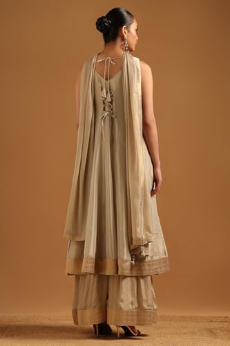 Soch Womens Beige Brocade Zari Woven Salwar Suit With Cutdana