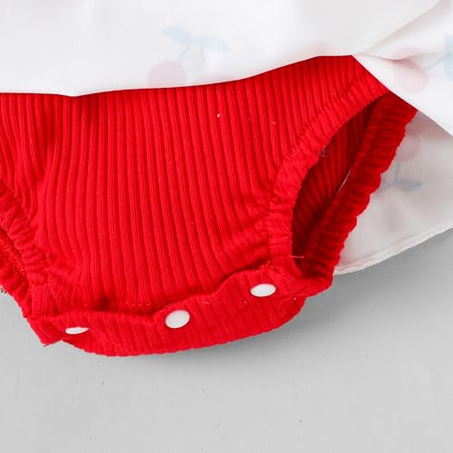Hopscotch Bow Applique Cherry Print Onesie (3-6 Months)