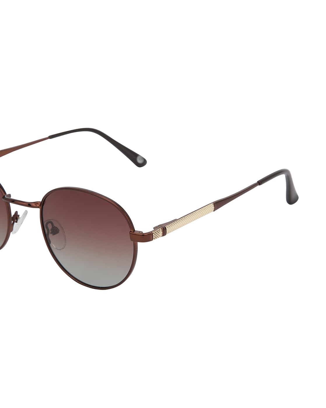 Carlton London Mettalic Brown with Gold Toned Brown Lens Polarised Oval Sunglass for unisex