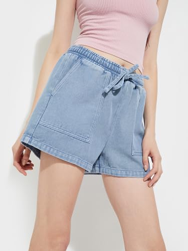 Max URB_N Women Washed Denim Shorts (Blue_XL)