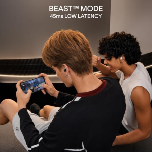 boAt Airdopes Plus 214, Up to 55 Hrs Playtime, Dual Mics with ENx™ Tech, Sleek Bean Design, 10mm Drivers, Voice Assistant, BEAST™ Mode, ASAP™ Charge, IWP™ Technology TWS Earbuds with mic (Silver Mist)