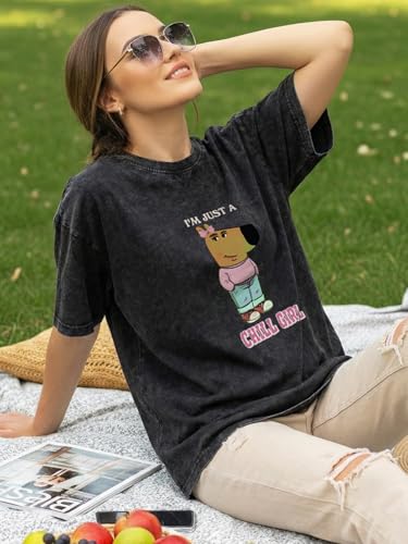 Bewakoof Women's Graphic Print Oversized Fit Half Sleeve Round Neck Cotton Jersey T-Shirt_655030_Black_2XL