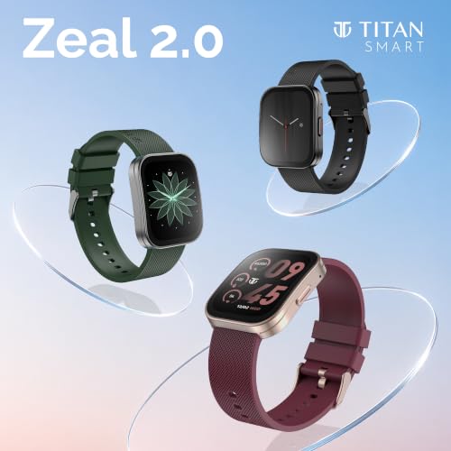 Titan ZEAL 2.0 Smartwatch with 1.85” AMOLED Display,60Hz Refresh Rate,Infinite AI Watch Faces,AI Chat,AI Voice assistant,Smart Hydration,Multiple Menu Styles,QR Hub,100+ Multisports,BT Calling- Green