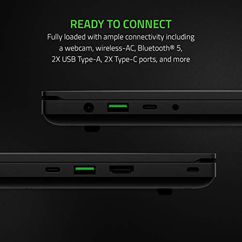 Razer Blade 15 Base Gaming Laptop 2020: Intel Core i7-10750H 6-Core, NVIDIA GeForce GTX 1660 Ti, 15.6" FHD 1080p 120Hz, 16GB RAM, 256GB SSD, CNC Aluminum, Chroma RGB Lighting, Thunderbolt 3, Black