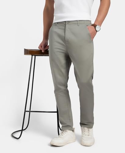 Jockey IM26 Men's Super Combed Cotton Rich Elastane Stretch Woven Fabric Slim Fit All Day Pants_Moon Mist_L