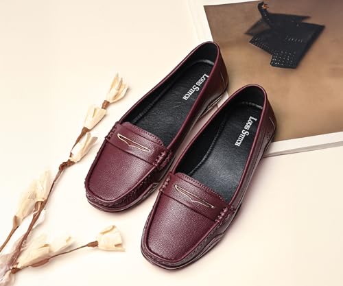 LOUIS STITCH Women’s Premium Rosewood Slip-On Loafers | Elegant Solid Slip-On Comfort Shoes for Casual and Formal Wear | Slip-On Loafer Shoes for Women | LSLD-BLR-HS01 | UK-5