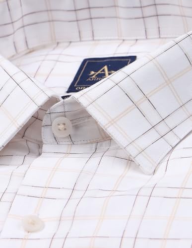 Arrow Men's Checkered Slim Fit Shirt (ARAEOSH2465_Off White